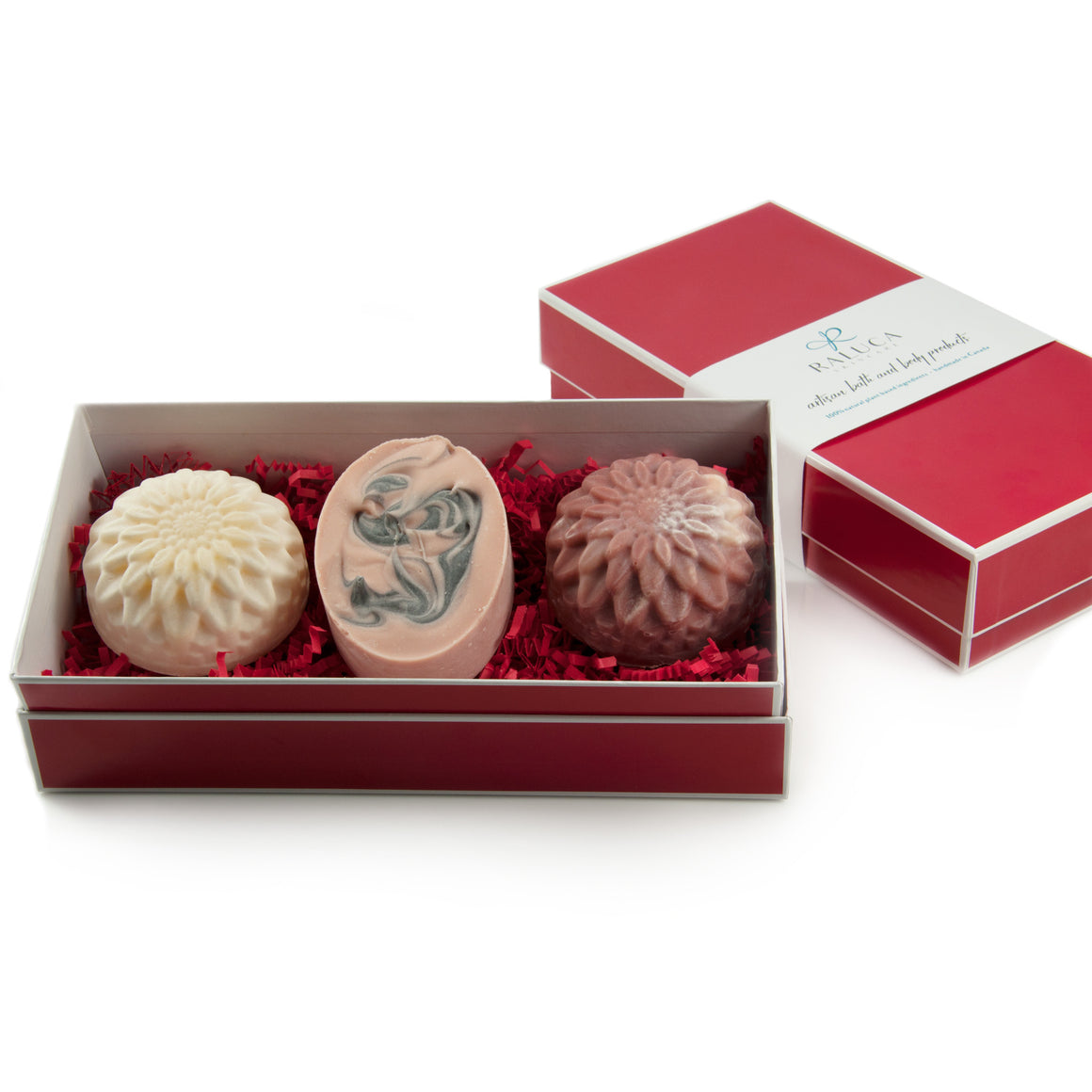 Raluca Skincare - Artisan soap set - pink and white flower shaped soaps